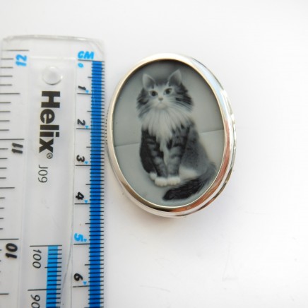 Photo of Carved Persian Cat Cameo Brooch Solid Silver