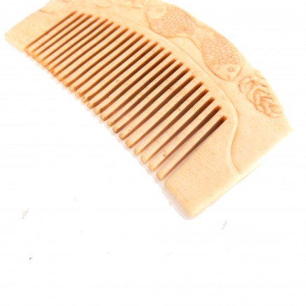 Photo of Chinese Hand Carved Bone Hair Comb Fish & Crustaceans