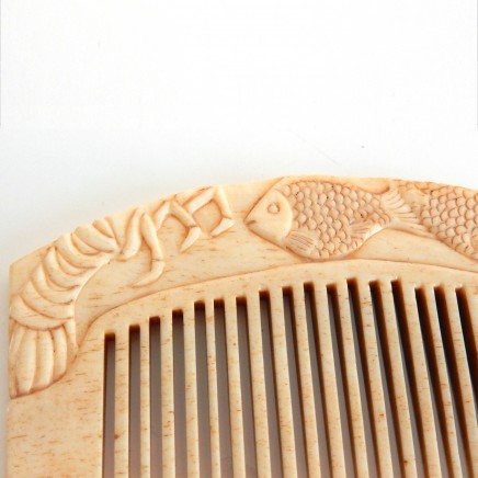 Photo of Chinese Hand Carved Bone Hair Comb Fish & Crustaceans