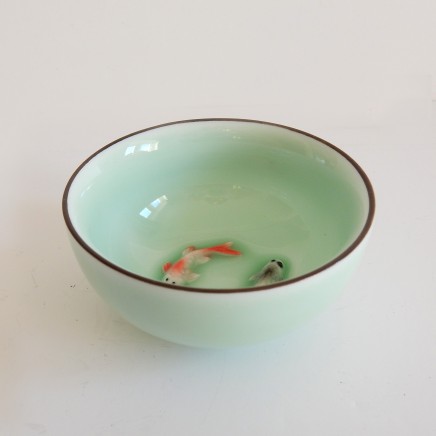 Photo of Chinese Oriental Glazed Porcelain Koi Carp Fish Bowl