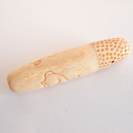 Photo of Chinese Bone Sewing Thimble Rabbit Hare Hand Carved