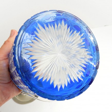 Photo of Cobalt Blue Cut Glass Silverplated Biscuit Sweetie Jar Box
