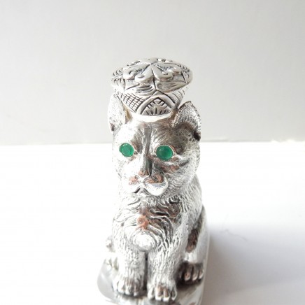 Photo of Continental Silver Emerald Cat Scent Bottle
