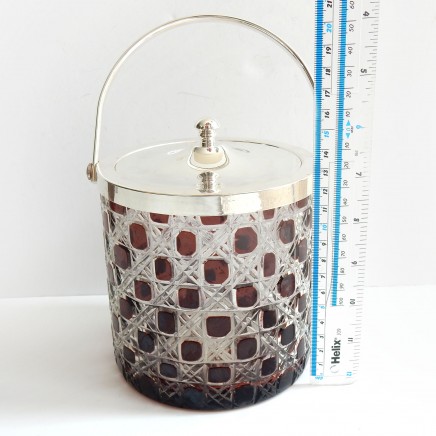 Photo of Cranberry Cut Glass Silverplated Biscuit Sweetie Jar Box