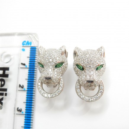 Photo of Cubic Zirconia Panther Panthere Earrings Sterling Silver Fine Jewelry