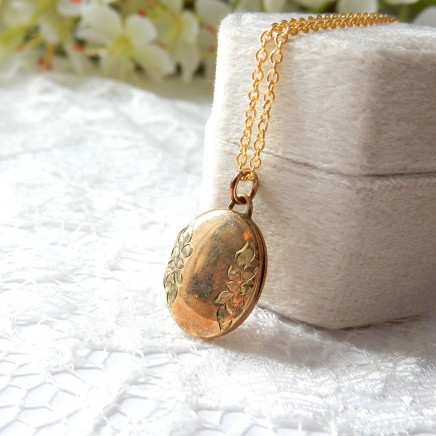 Photo of Dainty Vintage Rolled Gold Locket Necklace Personal Keepsake Photo Locket