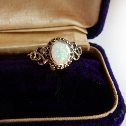 Photo of Delicate Opal Celtic Ring Solid Silver
