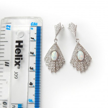 Photo of Delicate Opal Cubic Zirconia Earrings Sterling Silver Fine Jewelry