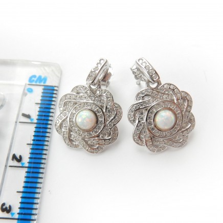 Photo of Delicate Opal Cubic Zirconia Earrings Sterling Silver Jewelry
