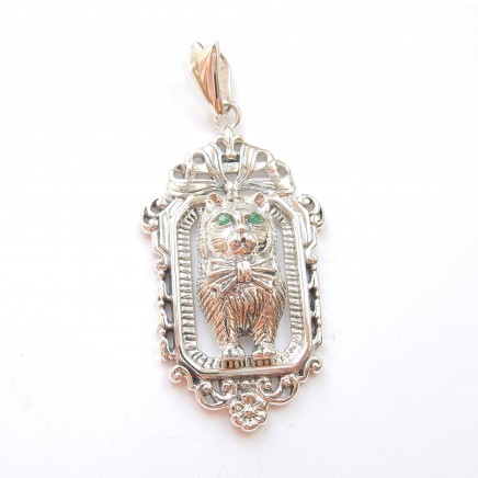 Photo of Emerald Cat Pendant Sterling Silver