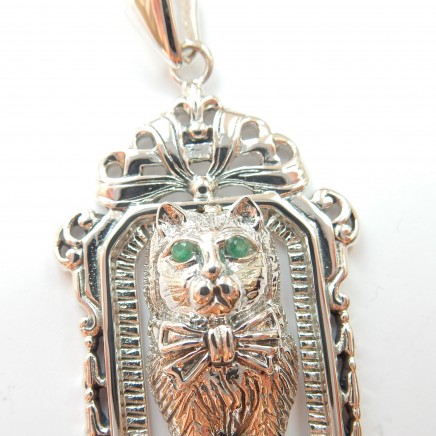 Photo of Emerald Cat Pendant Sterling Silver