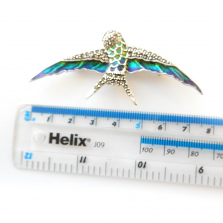 Photo of Enamel Marcasite Swallow Bird Brooch Pendant Sterling Silver