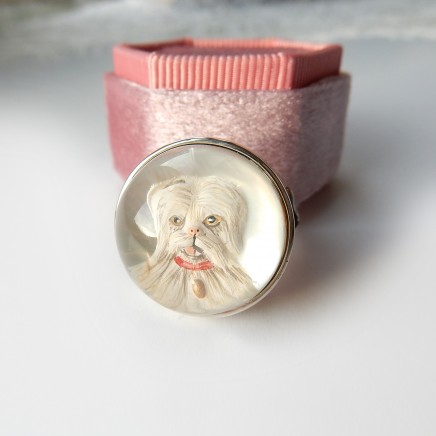 Photo of Essex Crystal Reverse Intaglio Dog Ring Sterling Silver Statement Ring