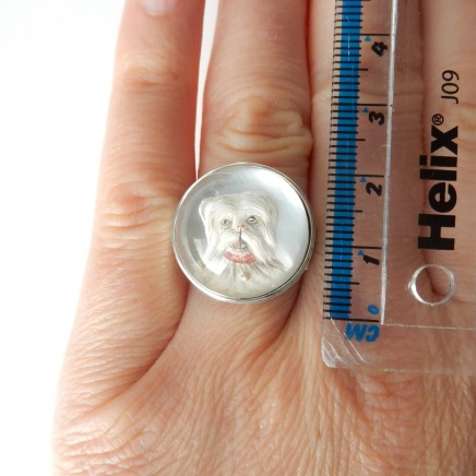Photo of Essex Crystal Reverse Intaglio Dog Ring Sterling Silver Statement Ring