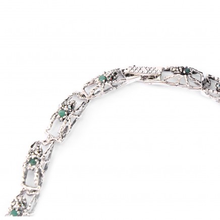 Photo of Exceptional Sterling Silver Emerald Marcasite Collar Necklace with Spider Earrings