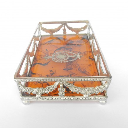 Photo of Faux Tortoiseshell Silverplate Butlers Gallery Tray
