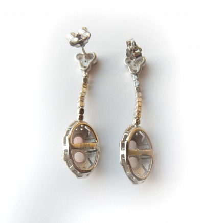Photo of Genuine Opal Art Deco Earrings Sterling Silver