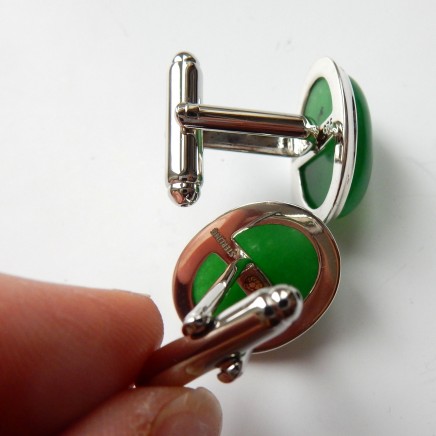 Photo of Jade Natural Stone Cufflinks Sterling Silver