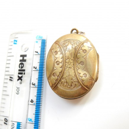 Photo of Large Antique Rolled Gold Locket Engraved Horseshoe Locket AF