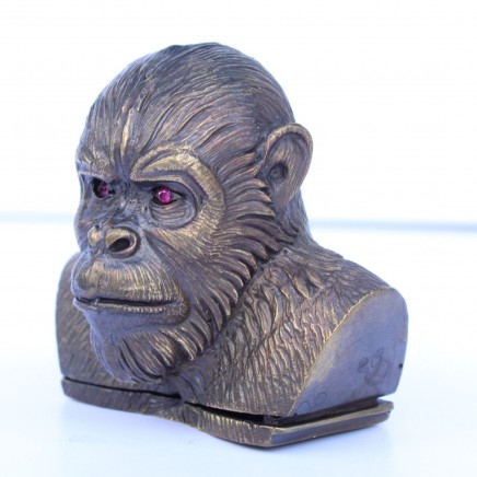 Photo of Large Figural Brass & Ruby Gorilla Ape Vesta Match Safe