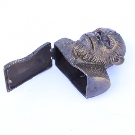 Photo of Large Figural Brass & Ruby Gorilla Ape Vesta Match Safe