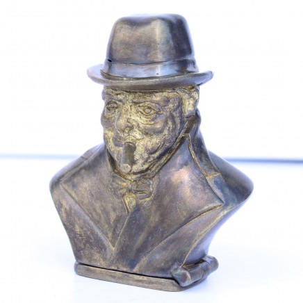 Photo of Large Figural Brass Winston Churchill Vesta Match Safe