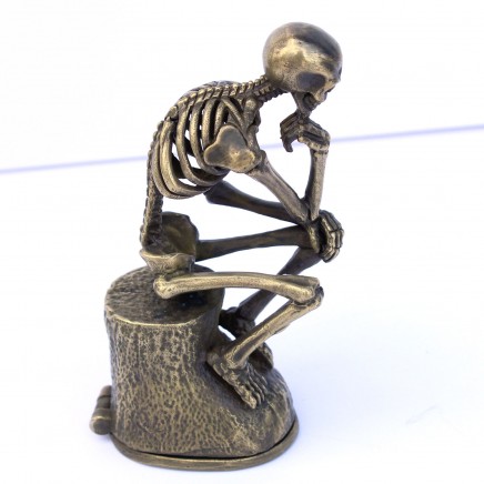 Photo of Large Sculptural Brass Skeleton Vesta Match Safe Signed Milo