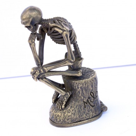 Photo of Large Sculptural Brass Skeleton Vesta Match Safe Signed Milo