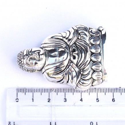 Photo of Large Silverplated Buddha Snuff Container Vesta Match Safe