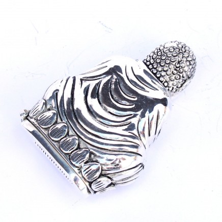 Photo of Large Silverplated Buddha Snuff Container Vesta Match Safe