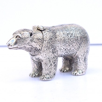 Photo of Large Silverplated Polar Bear Snuff Container Vesta Match Safe