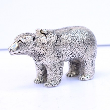 Photo of Large Silverplated Polar Bear Snuff Container Vesta Match Safe