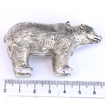 Photo of Large Silverplated Polar Bear Snuff Container Vesta Match Safe