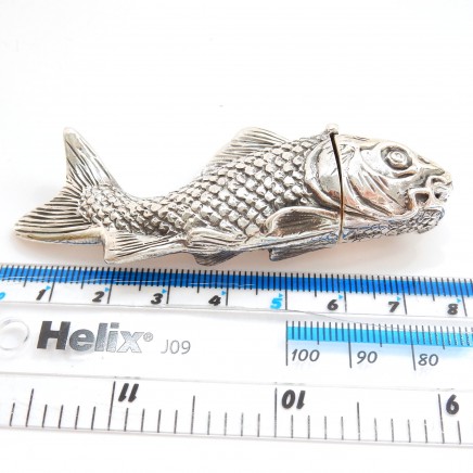 Photo of Large Sterling Silver Oriental Koi Fish Vesta Match Safe Snuff Box