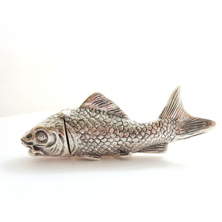 Photo of Large Sterling Silver Oriental Koi Fish Vesta Match Safe Snuff Box