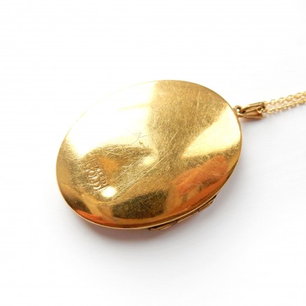 Photo of Large Vintage Rolled Gold Locket Keepsake Photo Locket Necklace