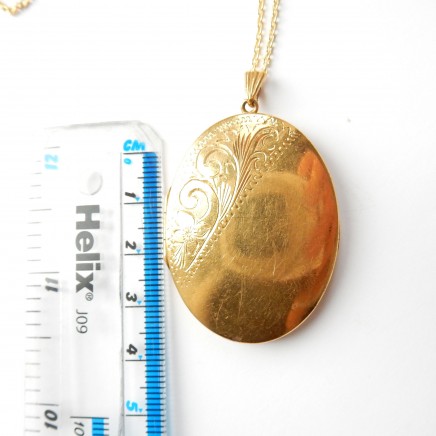 Photo of Large Vintage Rolled Gold Locket Keepsake Photo Locket Necklace