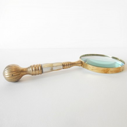 Photo of Magnifying Glass Mother of Pearl & Brass Stamp Collector Crafting Tool