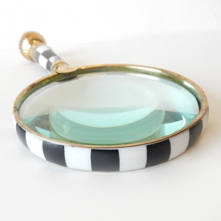 Photo of Magnifying Glass Mother of Pearl Ebony & Brass Harlequin Stamp Collector Crafting Tool