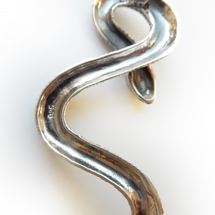 Photo of Marcasite Twisted Snake Serpent Pendant Sterling Silver