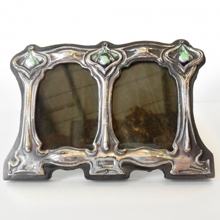 Photo of Miniature Art Nouveau Silver Double Photo Frame Solid Silver Enamel Hallmarked