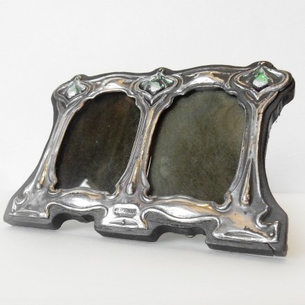 Photo of Miniature Art Nouveau Silver Double Photo Frame Solid Silver Enamel Hallmarked