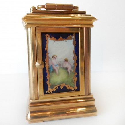Photo of Miniature French Brass Cherub Multi Dual Carriage Clock