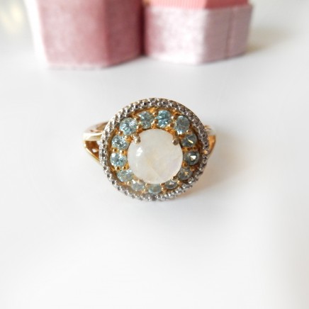 Photo of Moonstone Topaz Dress Ring Vermeil Solid Silver Fine Jewelery