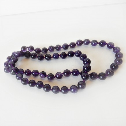 Photo of Natural Amethyst Bead Necklace Long Strand