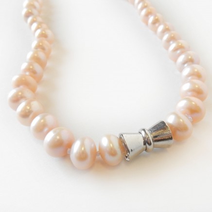 Photo of Natural Pearl Bead Necklace Silver Clasp