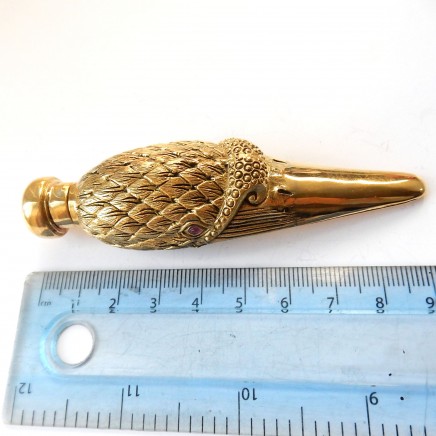 Photo of Novelty 18ct Gold Plated Stork Bird Scent Bottle