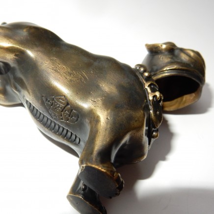 Photo of Novelty Brass English Bulldog Vesta Match Safe Snuff Box
