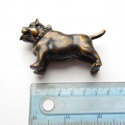 Photo of Novelty Brass English Bulldog Vesta Match Safe Snuff Box