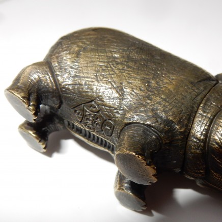 Photo of Novelty Brass Hippo Vesta Match Safe Snuff Box